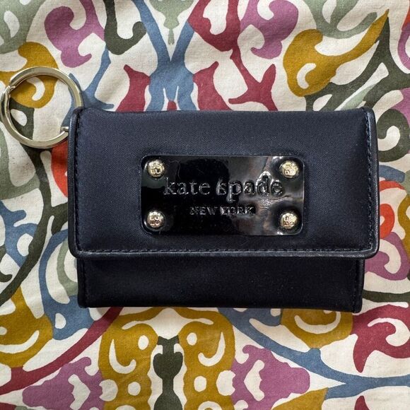 Kate Spade black coin purse key chain small wallet - Picture 1 of 4